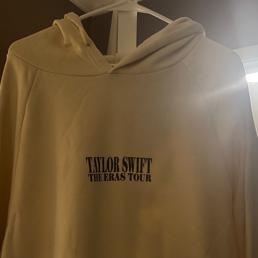 Taylor Swift Cream Pullover Hoodie with Black Logo